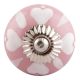 Pink Heart Ceramic Floral Knobs
